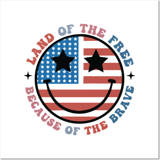 America Land Of The Free Because Of The Brave SVG, 4th of July, Patriotic, Independence Day (2 Sided) Posters and Art